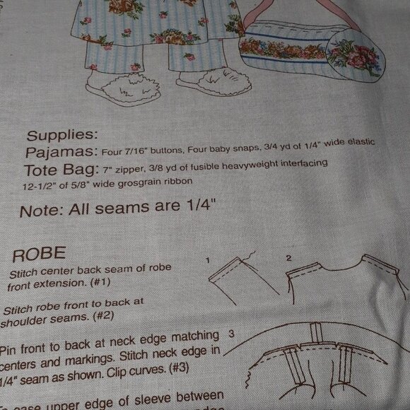 VTG Cotton Sewing Panel 18" Doll Complete Outfit Simplicity Sleepover 1998 - Picture 4 of 7